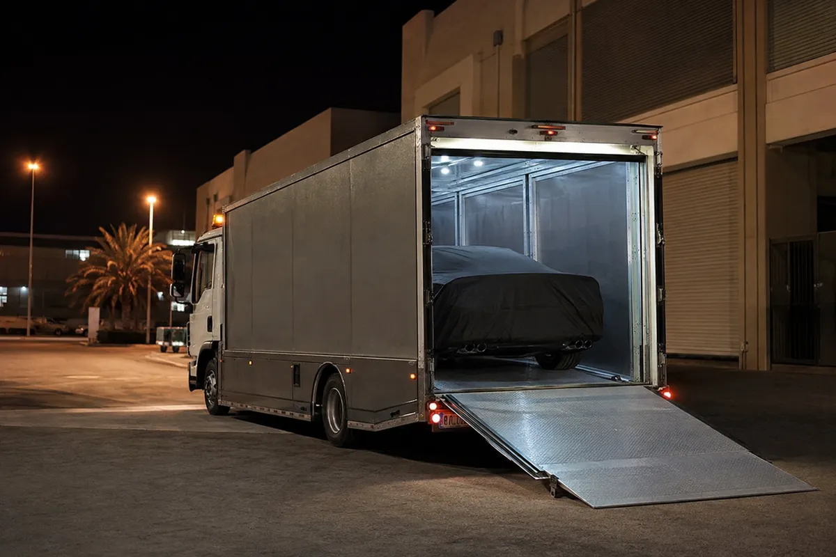 Enclosed Carrier tow truck (ناقلة مغلقة) from the Riyadh Tow Services fleet