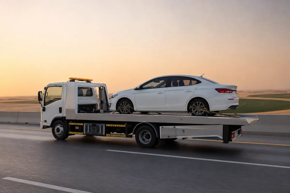 Flatbed car transport from Riyadh to Buraydah (Qassim) (بريدة) on the Qassim Road (Route 65)
